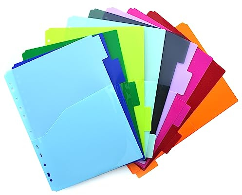 Pack 10 Separadores XTRA A4 Colorline Office Box con Bolsillo Frontal, Polipropileno Reciclable, 80 Etiquetas Adhesivas, Alta Rigidez y Durabilidad para Carpeta de Anillas A4