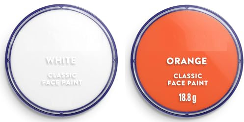 SK INFINITY | Classic Face and Body Paint 18 ml Professional Water Based, Single Cake Makeup Supplies for Adults (WHITE & ORANGE)