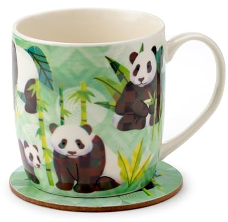 Porslinsmugg och underläggsset | Panda Kingdom