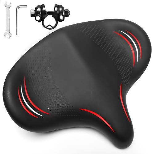 BUCKLOS Extra bred cykelsittdyna för motionscykel – män kvinnor cykel mjuka stora bekväma skumvadderade säten för stationär/peloton/snurrcykel med stötdämpande boll