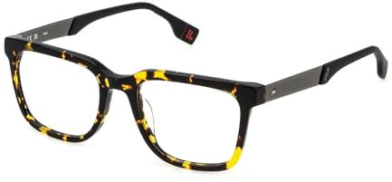FILA Quadratisch Edelstahl Brillen in Glänzend Gelb Havanna für Herren, Brille mit Sehstärke, optional mit Sonnenbrillen tönung oder Blaulichtfilter (Modell VFI715)