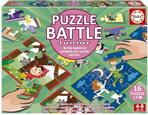Educa - Puzzle Battle Cuentos | Juego de Mesa 4 años | Una auténtica Batalla de Piezas | Sé el Primero en completar tu Puzzle | a Partir de 4 5 6 años (20117)