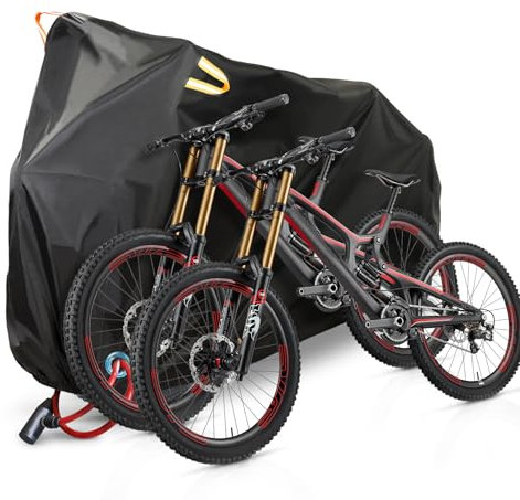 Housse Extérieure pour 2 Vélos, Bâche Protection de Bicyclette en Tissu 210D Oxford Imperméable Anti-Poussière Pluie UV Neige, 210x95x110cm