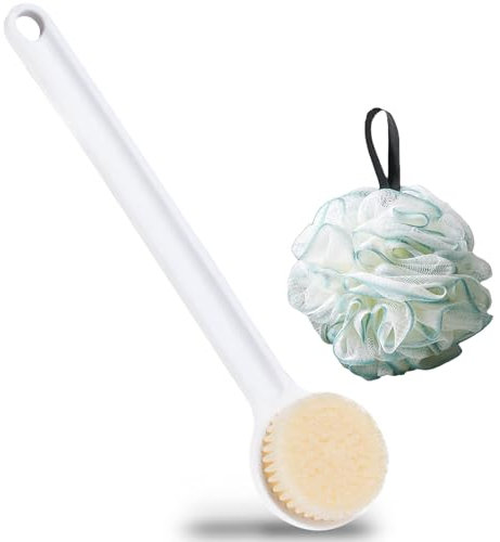 2 Pcs Spazzola Doccia, Spazzola Schiena Doccia, Spazzola per il Corpo con Manico Lungo, Spazzola Corpo, con Spugne Doccia, Spazzola Doccia Schiena con Manico Lungo, Spazzola Scrub Corpo, Spugne Bagno