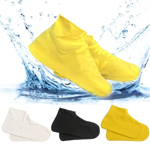 GmwyCzV 3 Paires Couvre-Chaussures Imperméable en Silicone, avec Semelle Renforcée Antidérapante, Surchaussure Réutilisables/Lavable, Léger et Antidérapant, Convient Jours Pluie Plein Air, Jours Neige