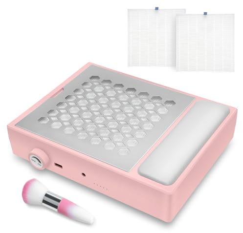 Madenia Aspiratore Professionale per Unghie, Aspiratore per Unghie 56W con 2 Filtri Riutilizzabili e 1 Spazzola, Potente Aspiratore per Unghie Gel Acrilico (Rosa)