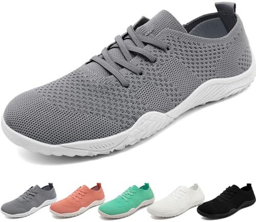 KTVHYW Barefuss Shoes Women's Running Shoes Sports Shoes Lightweight Barefoot Shoes Trainers Slip On Indoor Shoes Tennis Shoes Walking Shoes Soft Non-Slip Trainers Slippers, lightgrey, 9 UK
