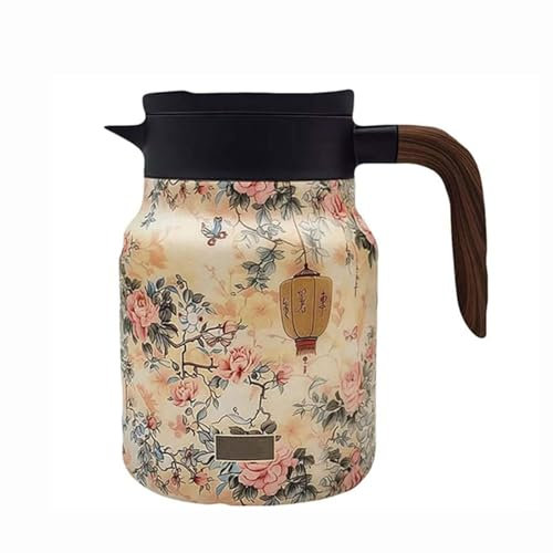 Théière thermos à motif floral vintage avec infuseur intégré en acier inoxydable avec couvercle pour boissons chaudes