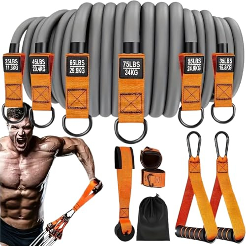 Bande resistenti regolabili con manici, antiscivolo, resistenti, con cinghie per caviglie, per allenamento di, rafforzamento muscolare e mano