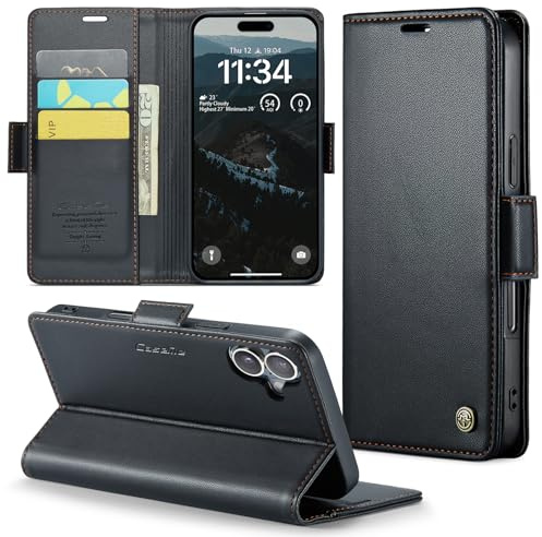Phernykas Coque pour iPhone 17 Étui Portefeuille Cover en Cuir PU Wallet avec Cartes Magnétique et RFID Protection Antivol Folio Housse iPhone 17 Case, Noir