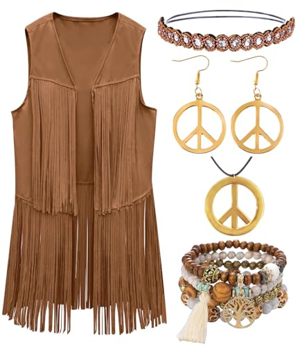 Hippie Damkostym, 60-talet, 70-talet, hippie, kläder, tillbehör för slagverk, karneval, karneval och bohofestival