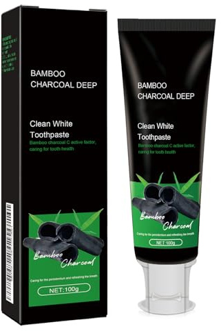 Charcoal Whitening Toothpaste Natural - Bamboo Activated Charcoal,Effective Teeth Whitening,Surface Stain Removal,Fresh Breath,Daily Oral Care Routine,Gentle for Adults & Sensitive Teeth (1PCS)