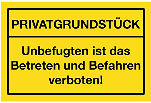 WANDKINGS Hinweisschild - Privatgrundstück! Betreten und Befahren verboten! - stabile Aluminium Verbundplatte - Wähle eine Größe - 20x15 cm