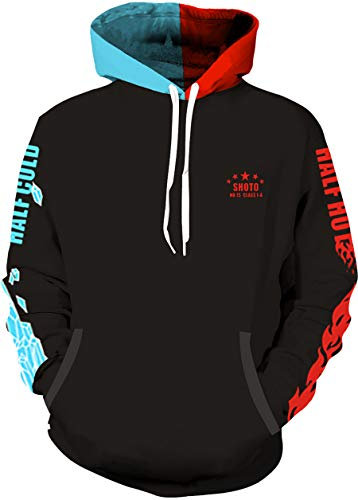helymore Unisex Japanese Anime Cosplay Costume 3D Printing Hooded Sweatshirt Autumn Winter Long Sleeve Hoodie Coat Jacket Black M