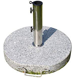 Garden Market Place Large Round Granite Parasol Umbrella Base Weight 30KGS - With Stainless Steel Tube, Handle and Wheels