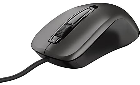 Trust Carve Optische Maus mit Kabel, Kabelmaus mit USB-Anschluss, 3 Tasten und Scrollrad, 1200 DPI, für Rechts- und Linkshänder, PC/Laptop - Schwarz