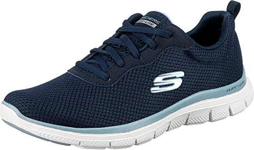 Skechers Women's Flex Appeal 4.0 Brilliant View Sneaker, Navy Mesh Bluen Trim, 2.5 UK