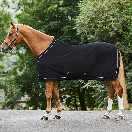 Masta Horse Fleece Stable Rug - Protective Super Soft Sheet for Horses - Equestrian Show Travel Blanket - Breathable Anti-Rub lining - Black, Size 4ft 6inch