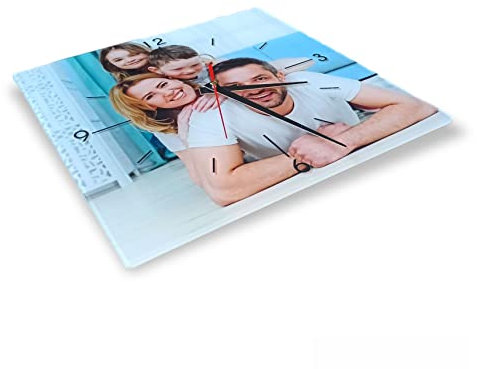 Generico Orologio da parete personalizzato in PMMA CRYLUX COLATO con la tua foto idea regalo San Valentino compleanno festa della mamma amiche 30cmx30cm quadrato