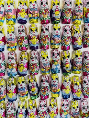 12 bunte Osterhasen aus Milchschokolade mit Milchcremefüllung I 85g I mini Osterhasen aus Schokolade I Ostersüßigkeiten I Oyoy Osterschokolade I Schokoladengeschenk Ostern