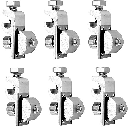 Offgridtec Erdungsklemmen für PV-Solarmodule, vormontierte Aluminium-Erdungsklemmen mit Schrauben, sichere korrosionsbeständige Verbindung zwischen Solarpanel und Montageschiene (Set von 6, Silber)