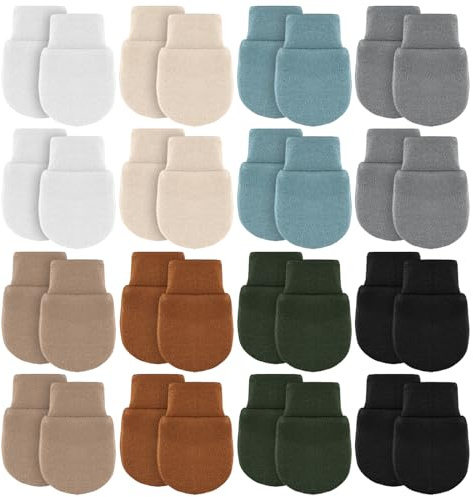 Cuffbow 16 Pairs Baby Mittens for Newborn Baby Boys Girls Infant Toddler Mittens No Scratch Gloves for Babies 0-6 Months(Classic)