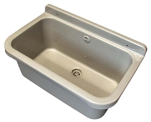 tecuro Ausgussbecken P55G, grau, mit Ablaufgarnitur und Siphon, 18 Liter, 550x340x210 mm