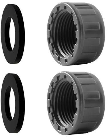 Lot de 2 capuchons filetés en PVC 3/4'' - Ronds de 25 mm - Filetage intérieur - Raccords de tuyau Cache Tuyaux - Protection contre l'eau - Pour le jardin