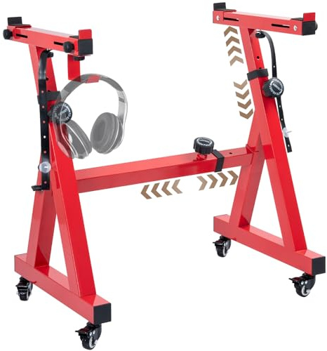 OUUTMEE Soporte para teclado, ruedas, soporte para teclado, forma Z, ajustable, con guía deslizante, fácil de usar (Z-Rojo)