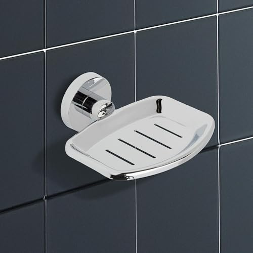 IPEA Jabonera Adhesiva de Pared de Metal – No Necesita taladrado – Diseño Moderno – Jabón de Pared para Pegar en el baño, Ducha, Cocina, casa – Jabonera o Esponja – Concha