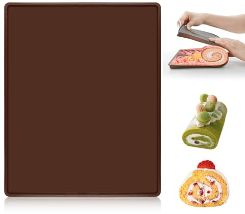 QOUBNIC 1 Pezzi Tappetino da Forno in Silicone Antiaderente, Piastra per Genovese Teglia Rettangolare Tappetino da Forno in Silicone Svizzero per Fare Rotoli Torta Biscotti (30x40x1cm)