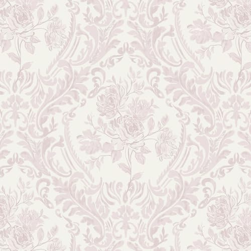 CiCiwind Peel and Stick Wallpaper 44cm×10m Self Adhesive Wallpaper White Pink Floral Contact Paper Stick on Wallpaper Removable Vinyl Wrap for Living Room Bedroom Kitchen Wall Cabinets Decor