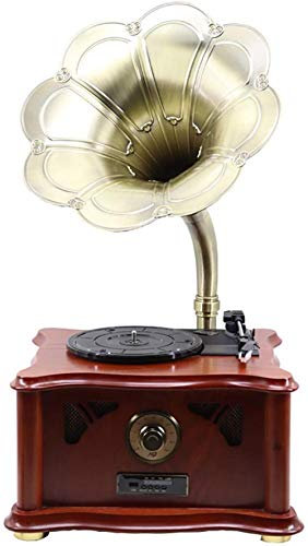 WDWDW Tocadiscos de Vinilo Vintage, Tocadiscos de fonógrafo Retro, Tocadiscos de Vinilo Antiguo, Tocadiscos de Madera Maciza Europeo para Sala de Estar, gramófono