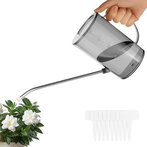 AOOSU Indoor Annaffiatoio, 1L Piante Moderno Annaffiatoio, Pianta Annaffiature con Beccuccio Lungo Lnnaffiatore Giardino, per Interno, Giardino, Bonsai, Casa (Grigio)