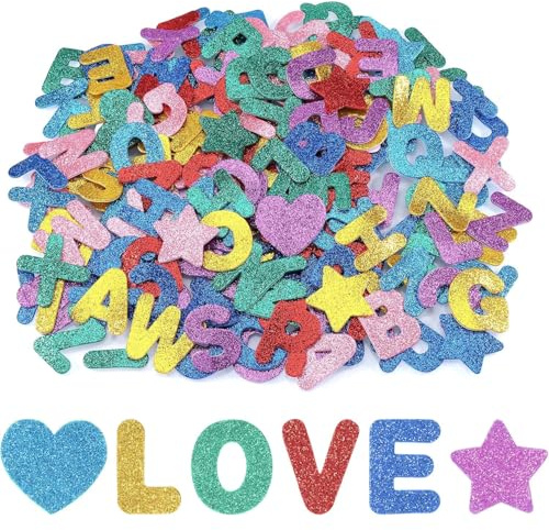 Grandi Adesivi Lettere Alfabeto Per Diy, Lettere Adesive Gommapiuma, Adesivi In Schiuma Glitter, Alfabetiere Stickers Colorate Con Glitter, Adatto Per Abbellire Superfici, Libri