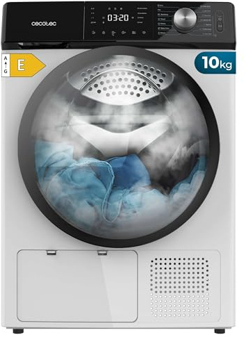 Cecotec Asciugatrice a Pompa di Calore 10 kg Bolero Dresscode Dry 10355, Classe Equivalente A++, 14 programmi, 4 Livelli Asciugatura, Funzioni Stop&Go, Delay Start, KidLock e DiamondCare, Bianca