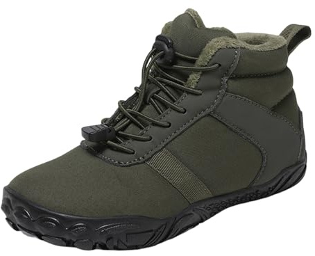 Generisch Winter Boots Boys Barefoot Shoes Lined Outdoor Hiking Shoes Snow Boots Warm Unisex Thermal Boots Trekking Shoes Waterproof Boots Thermal Trekking Boots, Army Green, 4 UK Child