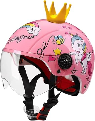 Caschi Da Moto Jet Per Bambini Dai 4 Ai 15 Anni, Caschi Da Cross Per Bambini, ATV, Mezzo Casco Vintage Leggero Per Scooter Elettrico, Ciclomotore, Go Kart, 4 Ruote, Omologati DOT D,48-56cm