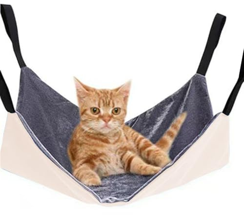 Hamaca Ajustable para Gatos – Cama para Dormir, Lugar de Descanso Interior y Exterior para Gatos, Hurones, Cachorros, Conejos y Animales pequeños, Hamaca compacta y cómoda para Uso en Jaula o