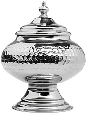 Marrakesch Zuckerdosen Dosen aus Messing in Silber Abdal 16cm| Moderne Tee Kaffee Dose klein | Vorratsdose Gewürzdose rund modern | Orientalische Ramadan Dekoration auf dem Tisch