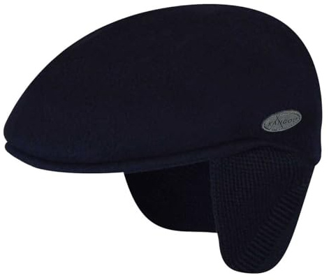 Kangol Das Original Flatcap 504 Earflaps Schiebermütze Schirmmütze Herrencap Wollcap Ohrenklappen Herren - mit Schirm, Winter Herbst-Winter - L (58-59 cm) dunkelblau