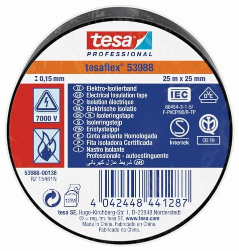 Tesa 53988-00138-00 53988-00138-00-Isolierband, Serie 53988-25 m x 25 mm, Schwarz, Not_Applicable