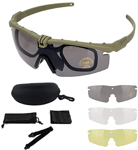 FOCUHUNTER Gafas Protectoras - Gafas de Seguridad Anti Fog Gafas de Seguridad Transparentes Anti-UV400 Gafas de Esquí Ciclismo, Senderismo y Tiro. (Verde)
