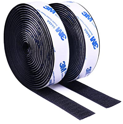 3M Autoadhesiva Doble Cara, Hook y Loop Extrafuerte, para Marcos de Fotos, Mosquiteras, Alfombrillas para Automóviles y Hecho a Mano, 2 cm x 3 m (2 rollos)