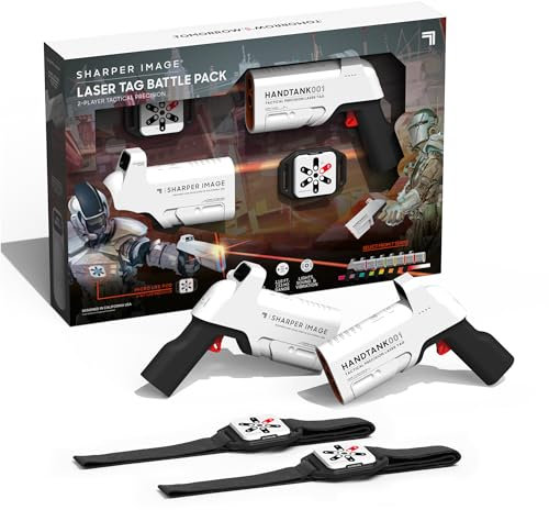 Sharper Image - Toy Laser Tag Handtank Battle Pack - 2 Blasters & 2 Life Pods Set - Compatible Multiplayer Game - Indoor & Outdoor Game - Perfect for Kids & Parties - Requires AAA Batteries