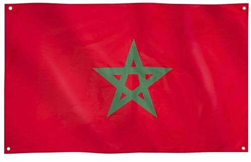 Runesol Bandera de Marruecos, 91x152cm, 3ft x 5ft, 4 Ojales, Ojal en Cada Esquina, Bandera Marroquí, العلم المغربي, Banderas Premium, Exterior, Colores Vívidos, Día de la Independencia