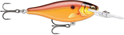 Rapala, Shad Rap Elite Angelköder, Größe: 5,5 cm/7 g, schwimmender Süßwasserköder, Schwimmtiefe: 2,4–2,7 m, Balsa-Angelgerät, Gilded Crawdad GDCW