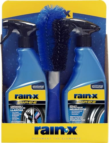 Rain-X Autofelgenreiniger und Reifenglanz mit Felgenbürste – Packung 2 x 500 ml