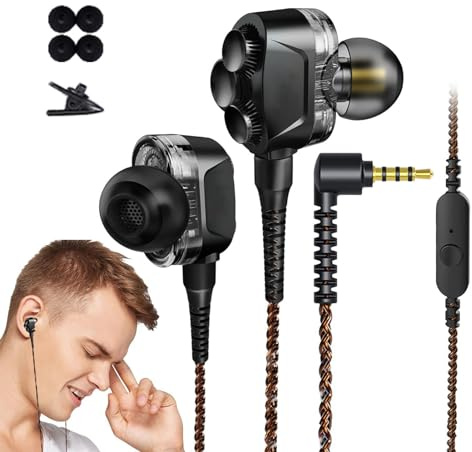 Wired in-ear headphones, in-ear headphones, in-ear headphones with integrated phone, waterproof and ultra clear wired earphones for women and