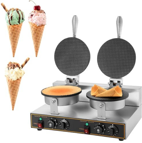 MáQuina EléCtrica Para Hacer Conos De Helado, MáQuina Comercial Para Hacer Conos De Gofre De 1200 W, Con Control De Temperatura Y Tiempo,Asa,Para Restaurantes, PanaderíAs,Bares Y Familias,Double-220V